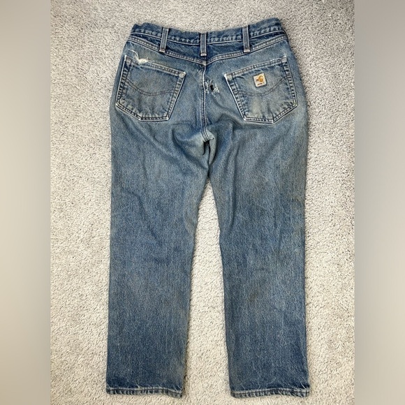 Carhartt Jeans Mens 34 Flame Resistant Relaxed Fit FRB004 MDS Hole Distressed - Picture 5 of 5